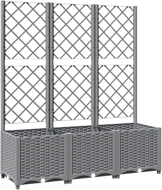 Garden Planter with Trellis, Trellis with Planter Box, Outdoor Raised Garden Bed for Climbing Plants, Raised Garden Bed Garden Planter Box, Light Gray 47.2"x15.7"x53.5" PP
