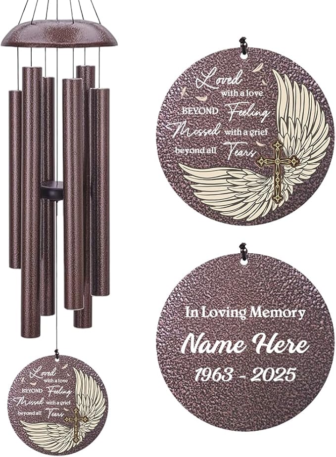 Personalized Sympathy Wind Chime, Wind Chimes for Loss of Loved Father/Mother/Lover, Commemorative Sympathy Bereavement Gifts for Condolences/Funeral