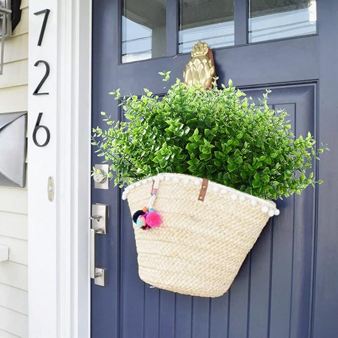 GREENRAIN Artificial Flowers Outdoor Fake Flowers for Decoration UV Resistant No Fade Faux Plastic Plants Garden Porch Window Box Décor (18 Bundles, 1#Green)