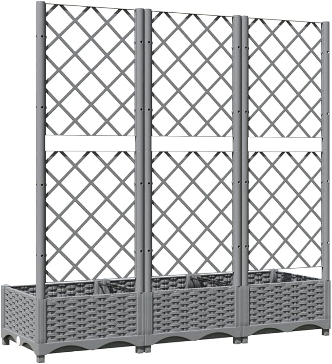 Garden Planter with Trellis, Trellis with Planter Box, Outdoor Raised Garden Bed for Climbing Plants, Raised Garden Bed Garden Planter Box, Light Gray 47.2"x15.7"x47.8" PP