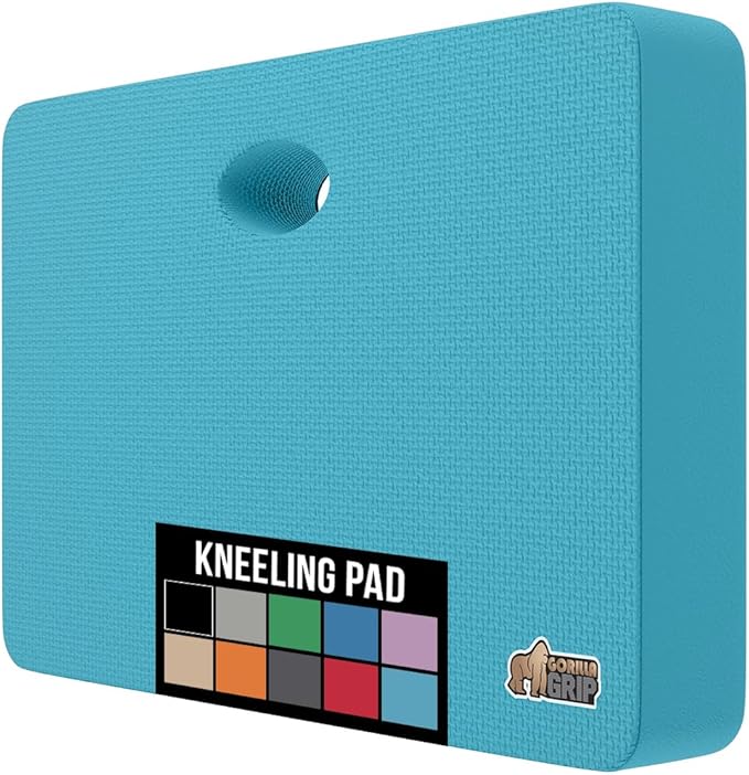 GORILLA GRIP Extra Thick Patent Pending Garden Kneeling Pad, 17.5 x 11 Inch Supportive Soft Foam Knee Cushioning for Gardening, Water Resistant, Bathing Baby, Working Supplies Lightweight, Turquoise
