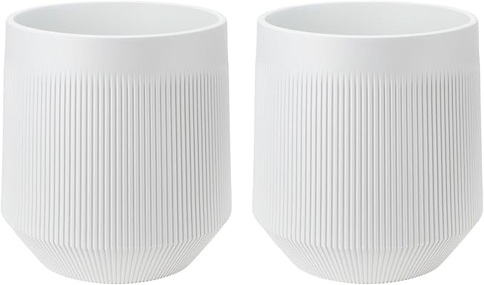 Plant Pots，Set of 2 Plastic Large Pots for Indoor Plants,Flower Pots Outdoor Planters with Drainage Hole and Seamless Saucer,(White 15Inches)
