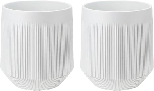 Plant Pots，Set of 2 Plastic Large Pots for Indoor Plants,Flower Pots Outdoor Planters with Drainage Hole and Seamless Saucer,(White 15Inches)