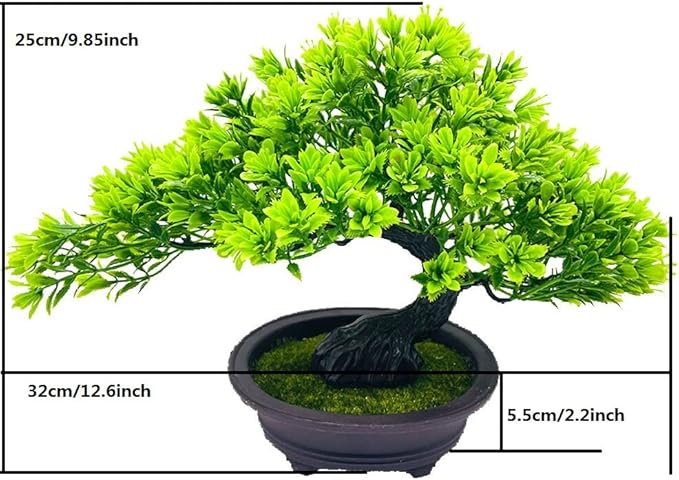 Artificial Plants Greenery Bonsai Fycooler Fake Plants Plastic Artificial Bonsai Tree, Fake Bonsai Juniper for Home Bedroom Living Room Office Desk Bookshelf Farmhouse Decor Zen Garden Decorations