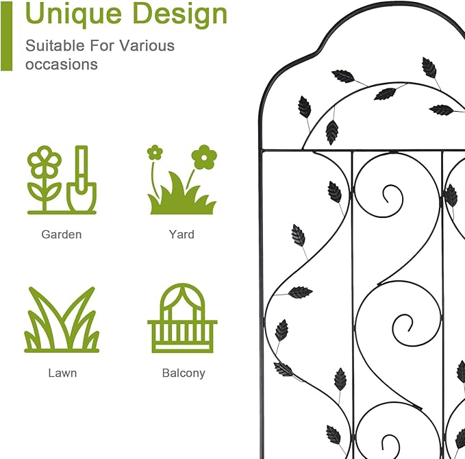 hogardeck Metal 84 * 19 Garden Trellis 2-Packs for Climbing Plants Flowers Vegetables Planting Arched Outdoor Decoration for Courtyards Lawns Gardens