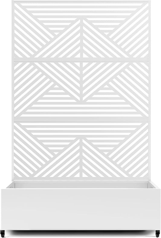 Raised Garden Bed with Trellis and Wheels,73"x47"x16" Metal Raised Garden Bed,White Diamond Metal Planter with Climbing Trellis for Vines & Vegetables