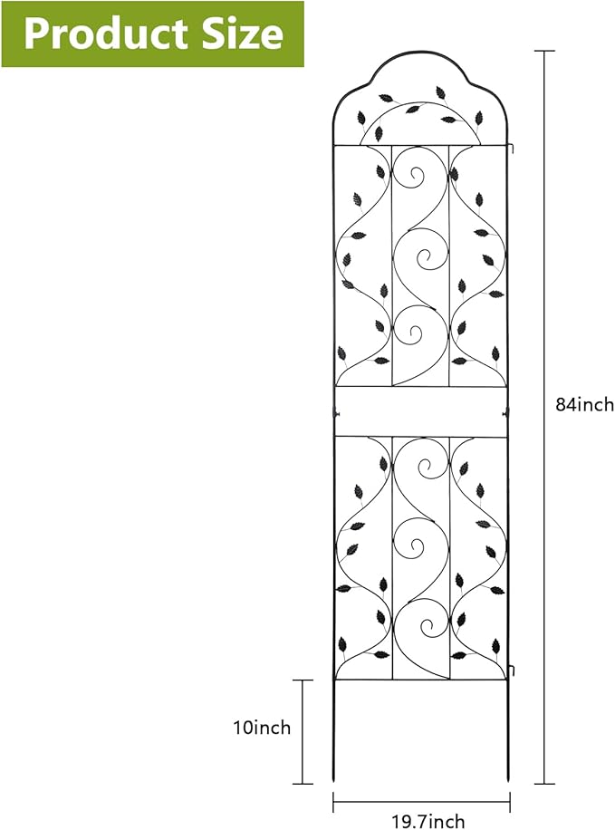 hogardeck Metal 84 * 19 Garden Trellis 2-Packs for Climbing Plants Flowers Vegetables Planting Arched Outdoor Decoration for Courtyards Lawns Gardens