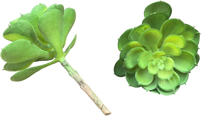 2Pcs Artificial Succulent Plants, Lotus Flower Realistic Fake Succulents, Fake Plant for Garden Arrangement Decor, Green
