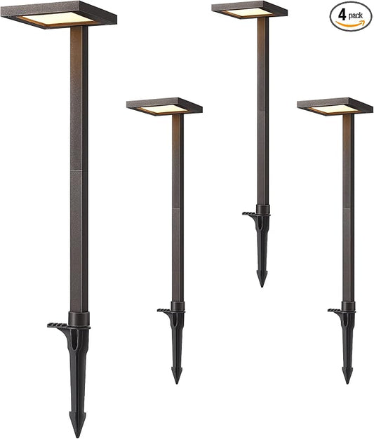 EDISHINE Low Voltage Landscape Lighting, 5.6W 151LM 3000K 50,000 Hrs Waterproof LED Pathway Lights, 12V Aluminum Outdoor Landscape Lighting with Connectors for Yard, Garden, Walkway, 4 Pack