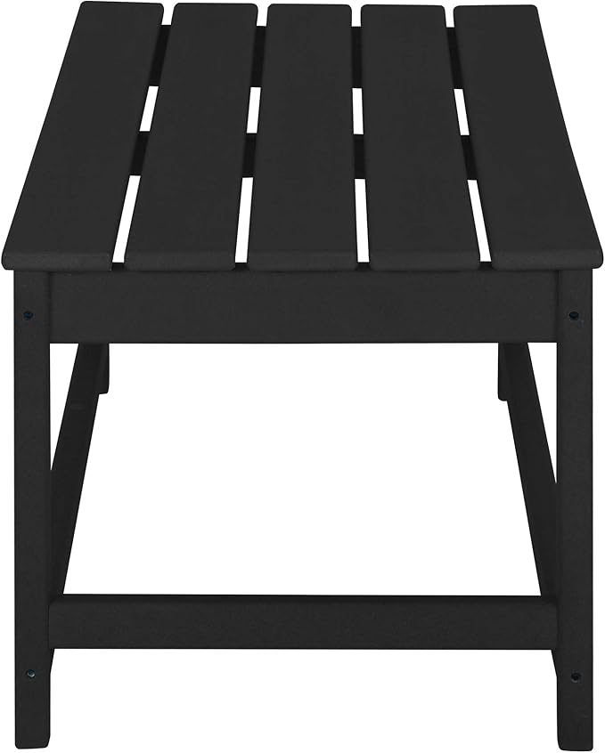 WO Home Furniture Adirondack Chairs Table Set of 3 PCS Outdoor Folding Chairs Coffee Table Weather/UV Resistant for Lawn, Garden, Bon Fire, Balcony (Black)