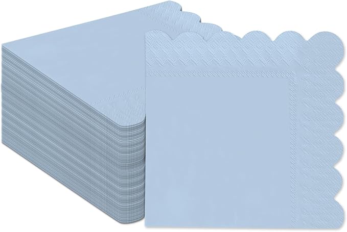 qiqee Ultramarine Blue Cocktail Dinner Napkins 5x5inch Disposable Beverage,Wedding, Birthday Party Dessert Wave Paper Napkins(120 Count)