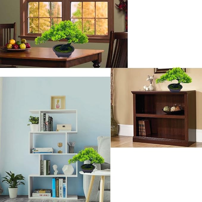 Artificial Plants Greenery Bonsai Fycooler Fake Plants Plastic Artificial Bonsai Tree, Fake Bonsai Juniper for Home Bedroom Living Room Office Desk Bookshelf Farmhouse Decor Zen Garden Decorations