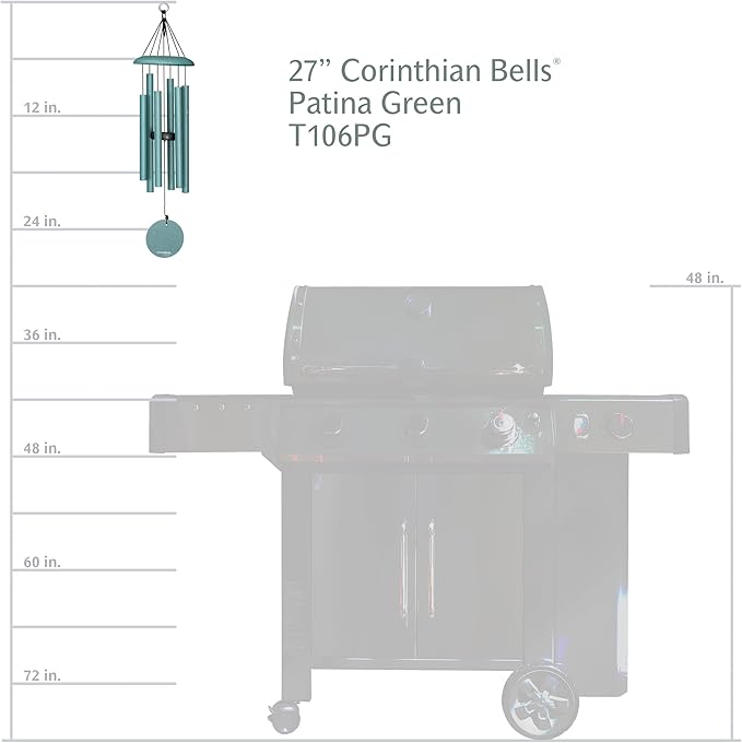 Corinthian Bells by Wind River - 27 inch Patina Green Wind Chime for Patio, Backyard, Garden, and Outdoor Decor (Aluminum Chime) Made in The USA