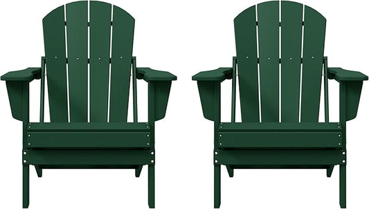Westin Outdoors Laguna WO Home Furniture Adirondack Chair 2 PCS Set Outdoor Folding Patio Chair for Bon Fire Pit Garden Lawn Backyard Lounging Relaxing (Dark Green)