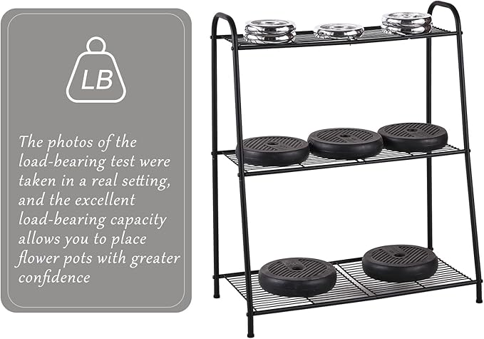 Metal Plant Stand Indoor Outdoor for Multiple Plants,3 Tier Plant Shelf,Large Heavy Duty Flower Holder Ladder Plant for Living Room, Patio, Balcony (Black)