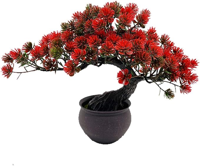 Artificial Plants Artificial Bonsai Juniper Tree Potted Faux Japanese Pine Bonsai Simulation Zen Garden Fake Plant Artificial Bonsai Tree for Home Office Showcase Indoor Décor Desktop Display