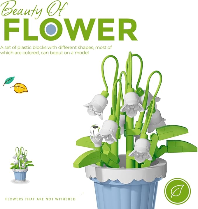 Lily of The Valley Mini Flower Potted Plant Bonsai Building Toy Blocks Particle Flower Botanical