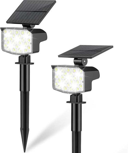 Solar Spot Lights Outdoor Waterproof Adjustable Solar Powered Landscape Lights for Yard 3 Long Time Lighting Modes Spotlights for Pathway Garden Outside Wall Pool Porch- 2 Pack, Cool White
