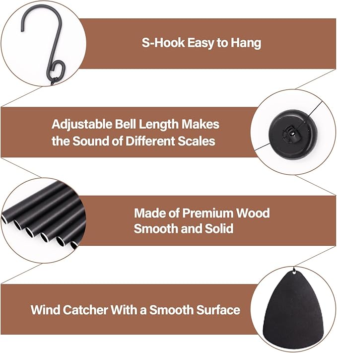 MFEESYOB Wind Chimes for Outside, Large Aluminum Wind Chimes – Deep Tones & Soothing Melodies Ideal for Garden, Patio Decor, and Windchimes Outdoors for Loss of Loved One (32'' Black)