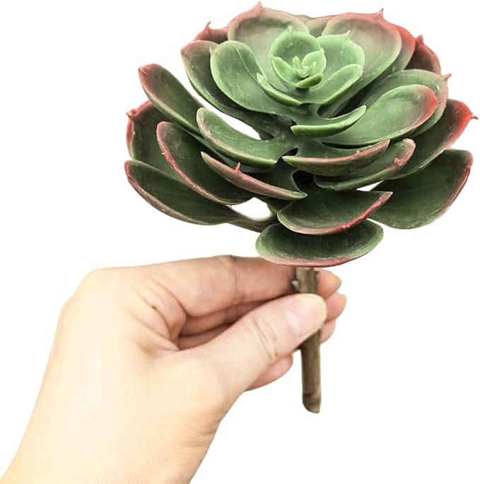 2Pcs Artificial Succulent Plants, Lotus Flower Realistic Fake Succulents, Fake Plant for Garden Arrangement Decor, Autumn