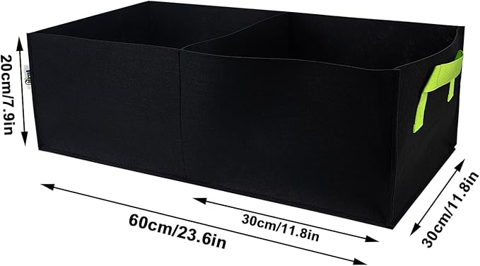 Plant Grow Bags, 5 Pack Fabric Raised Planting Bads, 2 Holes Rectangle Grow Bag, 10 Gallon Breathable Potato Tomato Planter Pots for Outdoor Vegetables Plant Flowers (Black(1mm))