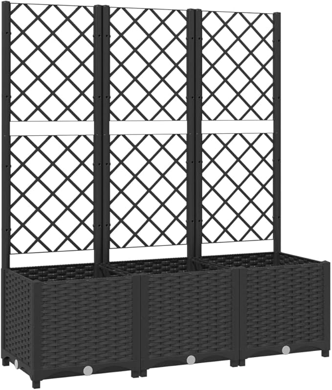 Garden Planter with Trellis, Outdoor Raised Garden Bed for Climbing Plants, Black 47.2"x15.7"x53.5" PP
