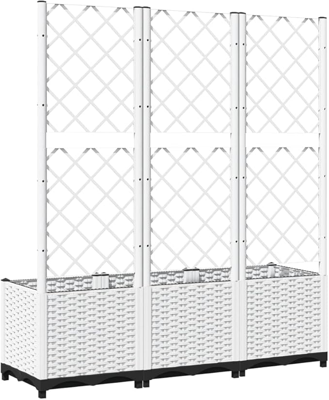 Garden Planter with Trellis, Trellis with Planter Box, Outdoor Raised Garden Bed for Climbing Plants, Raised Garden Bed Garden Planter Box, White 47.2"x15.7"x53.5" PP