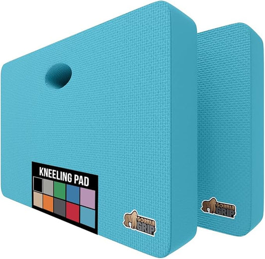 GORILLA GRIP Extra Thick Patent Pending Garden Kneeling Pad, 17.5 x 11 Inch Supportive Soft Foam Knee Cushioning Gardening, Water Resistant, Bathing Baby, Working Supplies Lightweight 2 Pack Turquoise
