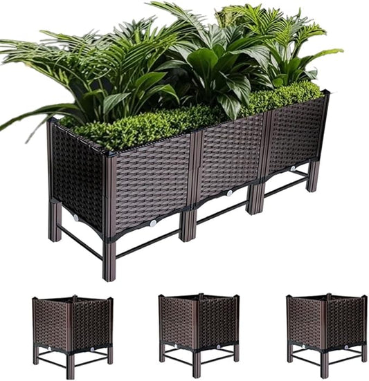 Raised Planter Box with Legs Raised Garden Bed Outdoor Planter Raised Beds Plastic for Flower Vegetable Tomato Herb for Patio Greenhouse Porch Garden Outside