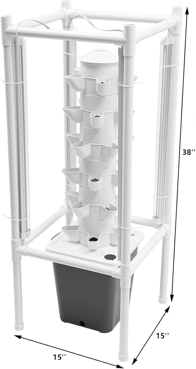 Hydroponic Growing Tower System Kit, 30-Plant Vertical Hydroponics Garden Tower with LED Grow Light, for Outdoor Indoor Herbs Fruits Vegetables Smart Garden Planter Kit