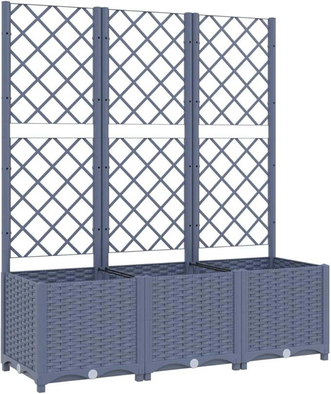 Garden Planter with Trellis, Trellis with Planter Box, Outdoor Raised Garden Bed for Climbing Plants, Raised Garden Bed Garden Planter Box, Dark Gray 47.2"x15.7"x53.5" PP
