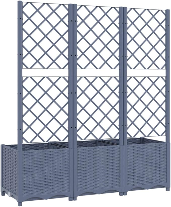 Garden Planter with Trellis, Trellis with Planter Box, Outdoor Raised Garden Bed for Climbing Plants, Raised Garden Bed Garden Planter Box, Dark Gray 47.2"x15.7"x53.5" PP