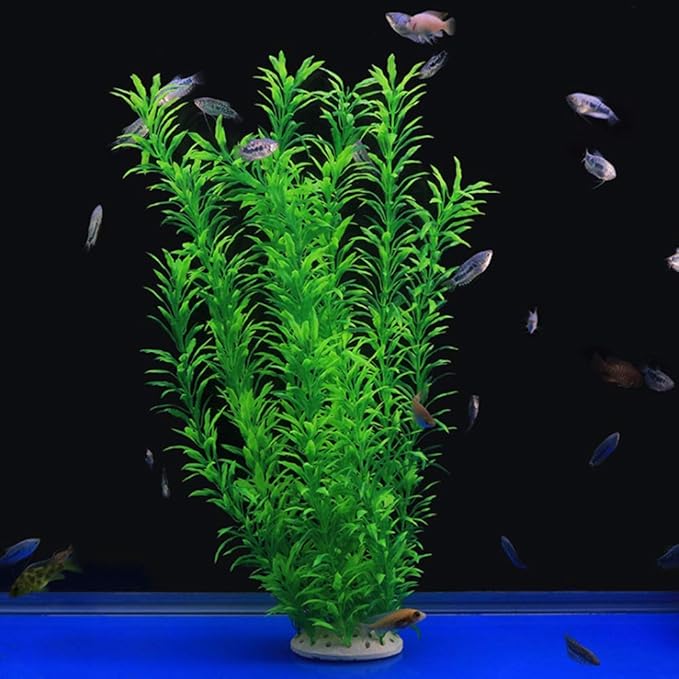 ALEGI 1 Pcs Large Aquarium Plants Artificial Plastic Plants Decoration Ornaments Safe for All Fish 21" Tall (Green)
