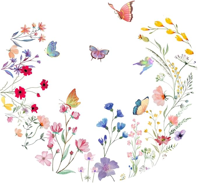 96PCS Wildflower Plates and Napkins Spring Floral Birthday Baby Shower Wedding Tableware Set Summer Floral Party Table Decorations Favors Serves 24 Guests