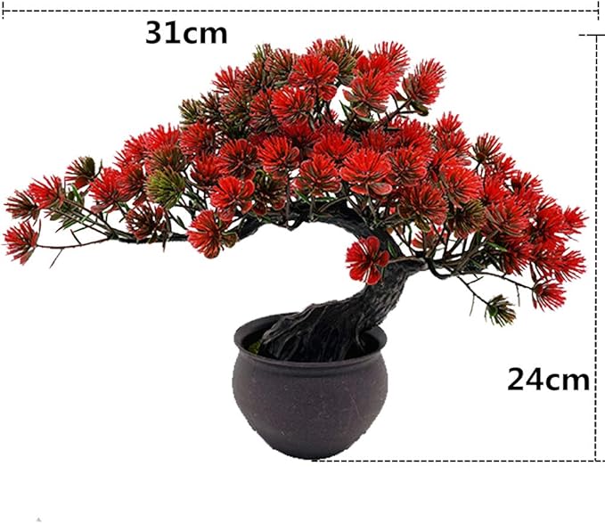 Artificial Plants Artificial Bonsai Juniper Tree Potted Faux Japanese Pine Bonsai Simulation Zen Garden Fake Plant Artificial Bonsai Tree for Home Office Showcase Indoor Décor Desktop Display