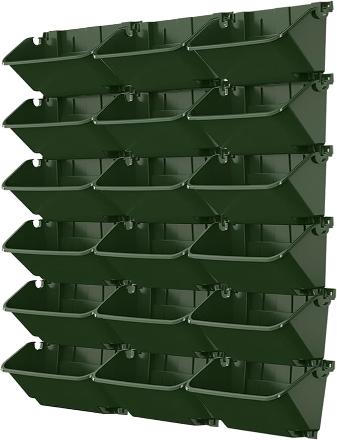 Self Watering Wall Planter with 18 Pots, Vertical Garden Planter for Indoor Plants, Wall Mounted planters Hanging Flower Herbs Vegetables for Garden (Green)