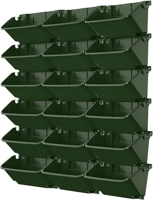 Self Watering Wall Planter with 18 Pots, Vertical Garden Planter for Indoor Plants, Wall Mounted planters Hanging Flower Herbs Vegetables for Garden (Green)