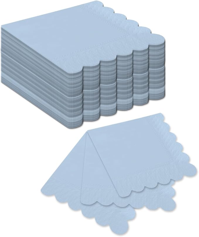 qiqee Ultramarine Blue Cocktail Dinner Napkins 5x5inch Disposable Beverage,Wedding, Birthday Party Dessert Wave Paper Napkins(120 Count)