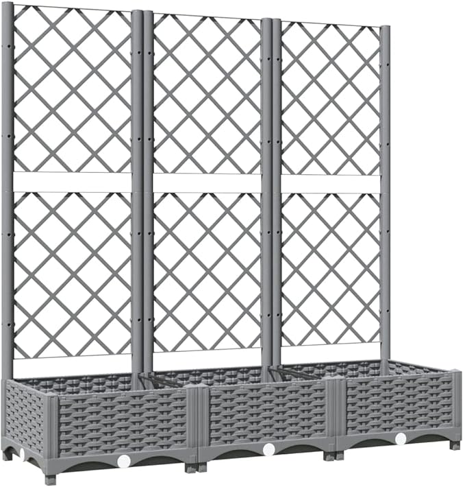 Garden Planter with Trellis, Trellis with Planter Box, Outdoor Raised Garden Bed for Climbing Plants, Raised Garden Bed Garden Planter Box, Light Gray 47.2"x15.7"x47.8" PP