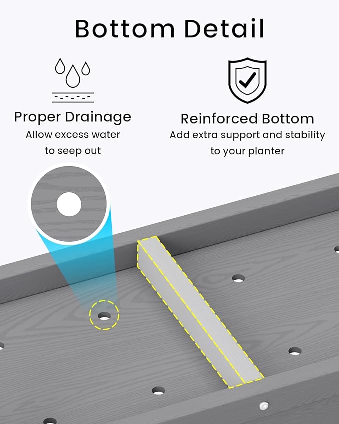 Small HDPE Raised Garden Bed, Elevated Planter Box with Legs, Outdoor All-Weather Planter Raised Beds for Seeds, Herb, Flower, Vegetable (Grey)