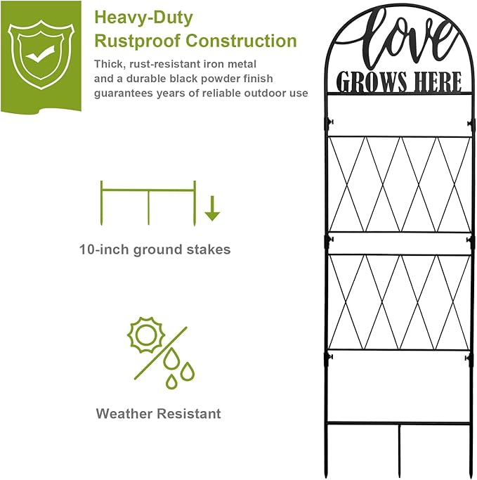 hogardeck 45 * 35 inch Metal Garden Trellis for Climbing Plants Flowers Outdoor,Heavy Duty,Black Coating Rustproof Trellis for Rose, Vegetable, Flowers, Perfect for Training Climbing Plants (1Pcs)