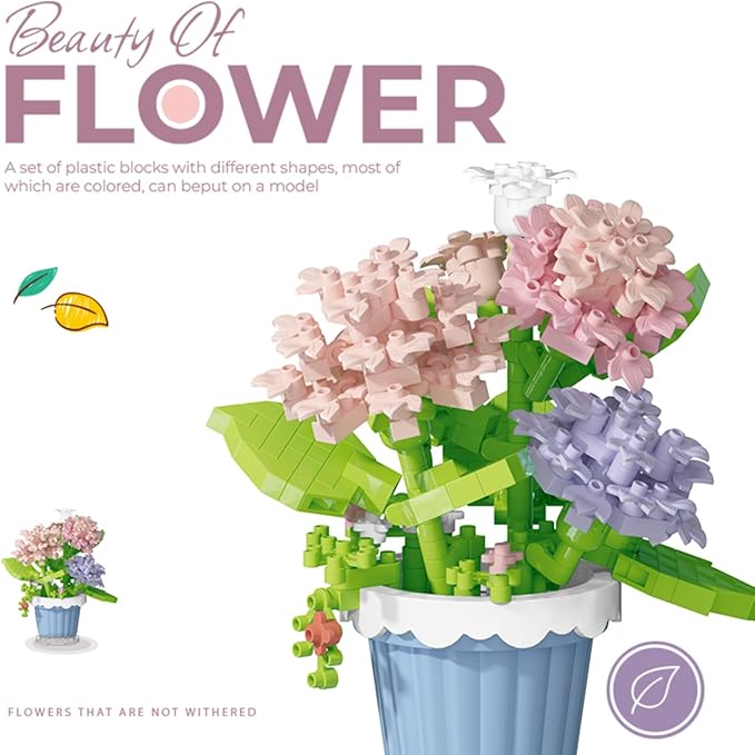 Carnation Mini Flower Potted Bonsai Building Toy Blocks Particle Flower Botanical