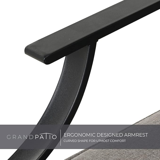 Grand patio 3-Piece Furniture Seating Motion Chairs Set Outdoor Bistro Set Patio Conversation Sets Glider Rocking Chair with Comfortable Gray Cushions Square Coffee Table for Garden Lawn & Poolside