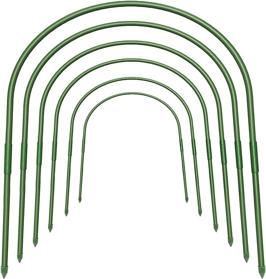 FOTMISHU 6Pcs Greenhouse Hoops, 23.6" x 25.6" Garden Hoops Rust-Free Grow Tunnel 4.9ft Long Steel with Plastic Coated Support Hoops Frame for Garden Fabric, Plant Support Garden Stakes