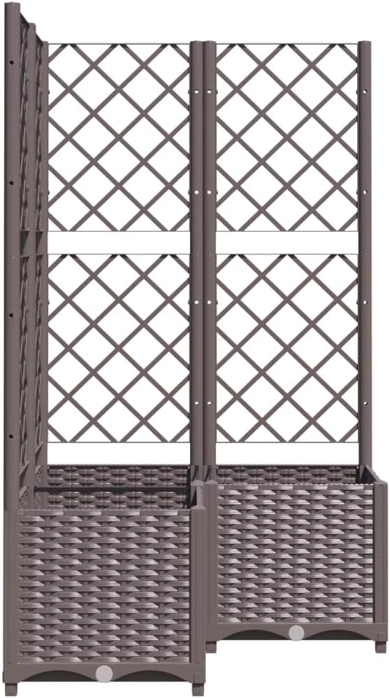 Garden Planter with Trellis, Outdoor Raised Garden Bed for Climbing Plants, Brown 31.5"x31.5"x53.5" PP