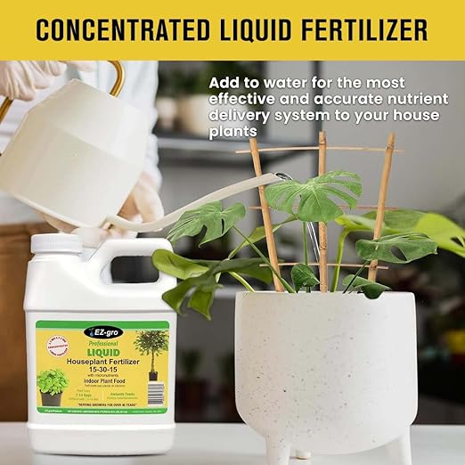 EZ-GRO House Plant Fertilizer 15-30-15, Indoor Plant Food - Concentrated Liquid Fertilizer with High Phosphorus | Liquid Plant Food for Houseplants | Specially Made for The Nutrition of Indoor Plants