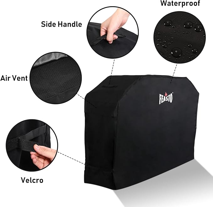 4 Burner Gas Grill, Outdoor BBQ Grill with Side Table for Patio & Backyard Barbecue, Enameled Coated Chamber Body with Porcelain-Enameled Grates, Grilll Cover Included, 36,000 BTU, Black