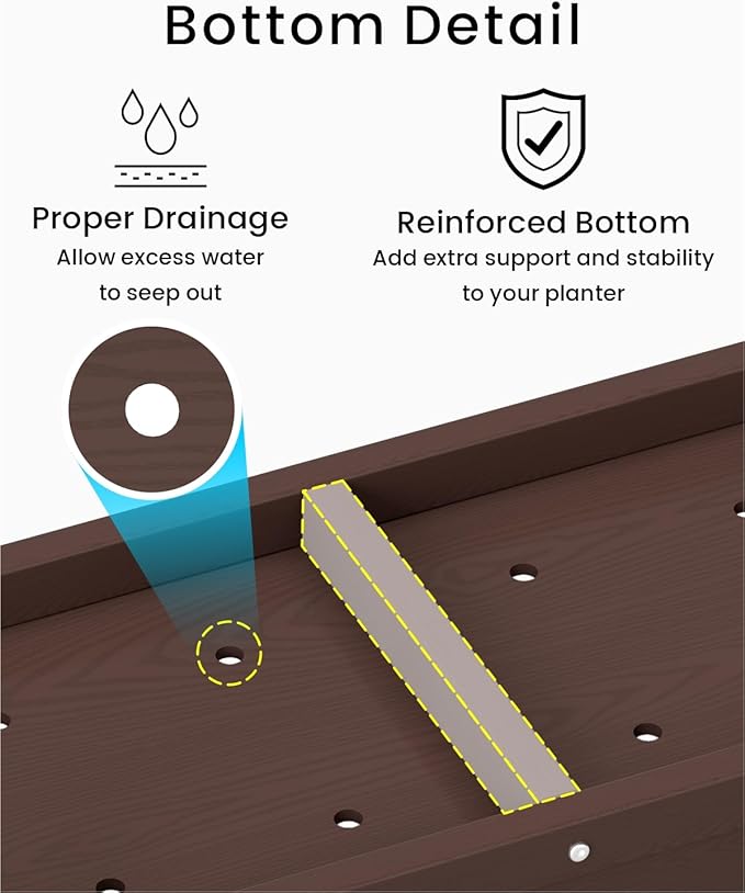 Small HDPE Raised Garden Bed, Elevated Planter Box with Legs, Outdoor All-Weather Planter Raised Beds for Seeds, Herb, Flower, Vegetable (Dark Brown)