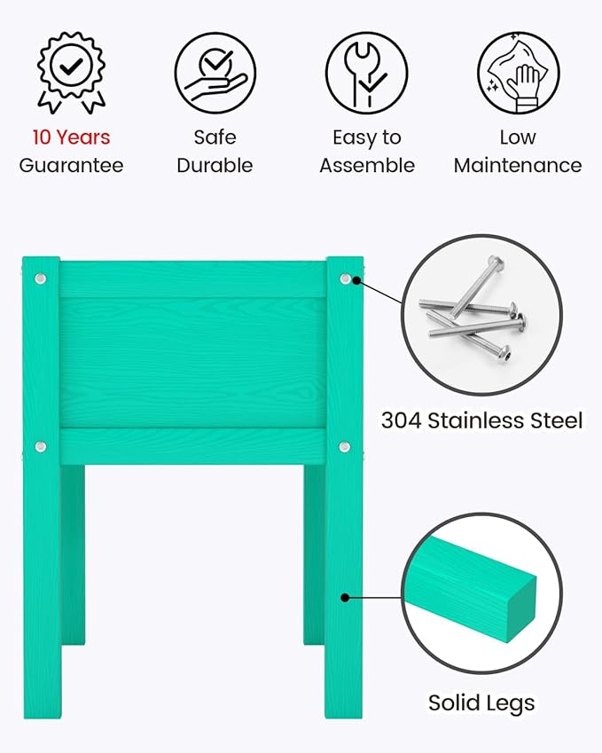Small HDPE Raised Garden Bed, Elevated Planter Box with Legs, Outdoor All-Weather Planter Raised Beds for Seeds, Herb, Flower, Vegetable (Aruba)