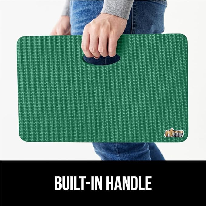 GORILLA GRIP Extra Thick Patent Pending Garden Kneeling Pad, 17.5 x 11 Inch Supportive Soft Foam Knee Cushioning for Gardening, Water Resistant, Bathing Baby, Working Supplies Lightweight 2 Pack Grass